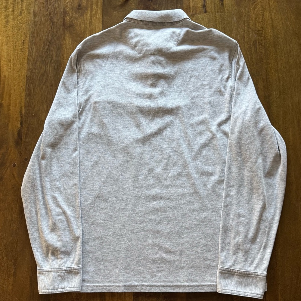 Mark Law Luxury‎ grey cotton blend long sleeve polo shirt men’s L - Picture 2 of 4